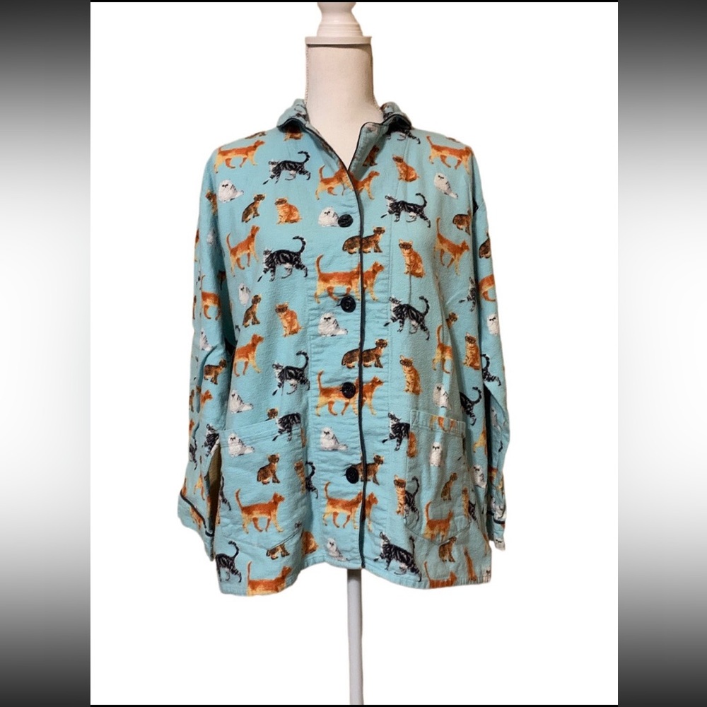 PJ Salvage Flannel Cat Pajama Top